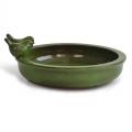 Green Green Glazed Ceramic Birdbath Round Birdfeeder Wildlife