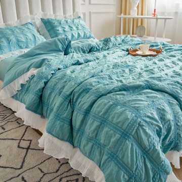 100% Cotton Seersucker Comforter set dengan 2 bantal