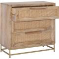 Gabinete Danika de Rattan e Base de Ouro Natural e Gold, três, Brown