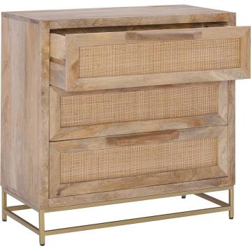 Gabinete Danika de Rattan e Base de Ouro Natural e Gold, três, Brown