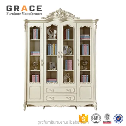 Glass Bookcase Display Shelf Furniture
