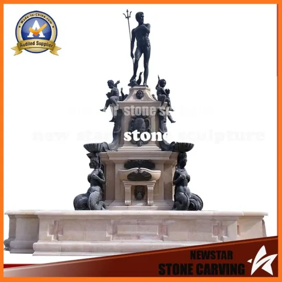 Western Style Outdoor Marble Beige Stone Carving Water Fountain (NS-1143)