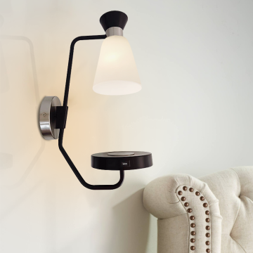 Popular Glass Wall Sconce Light for Stylish 60 W Bedroom Hotel Rooms