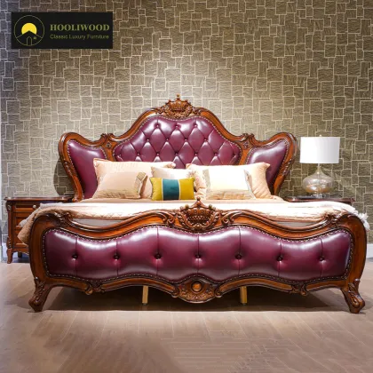Purple Upholstered Princess Royal Crown Leather Bed