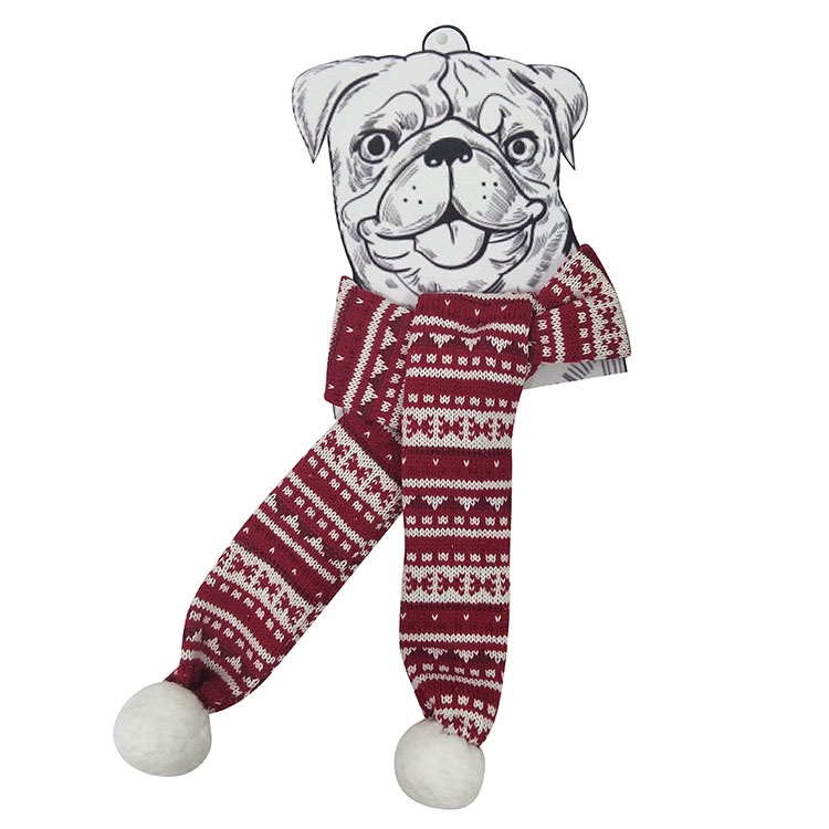 Christmas dog knit scarf red 1