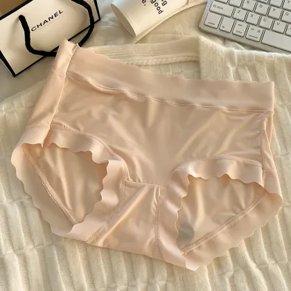 Women's Mid-Waist No Show Ice Silk Stretch Bikini Underpants