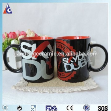 Black outside red inside mug printing in dubai