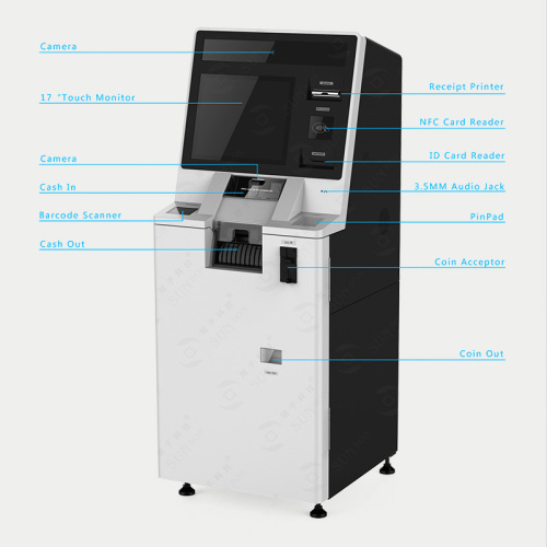 Mesin deposit wang kertas dengan penerima duit syiling