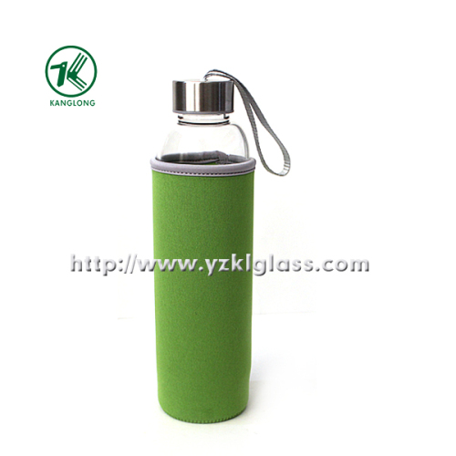 Glass Bottle with Neoprene Fabrication Oversleeve Stainless Steel Lid