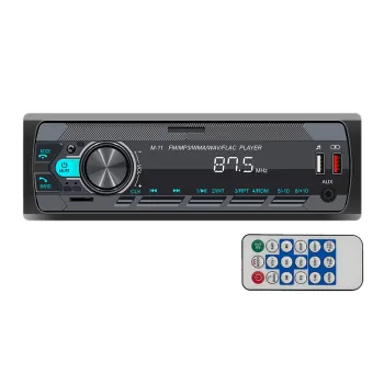 1Din Car Stereo Autoradio with BT, USB, Aux, FM, and Remote App Control (12V)