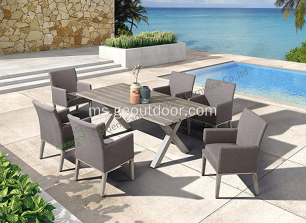 Garden Aluminium 6 Chairs dan Set Jadual Rectangular