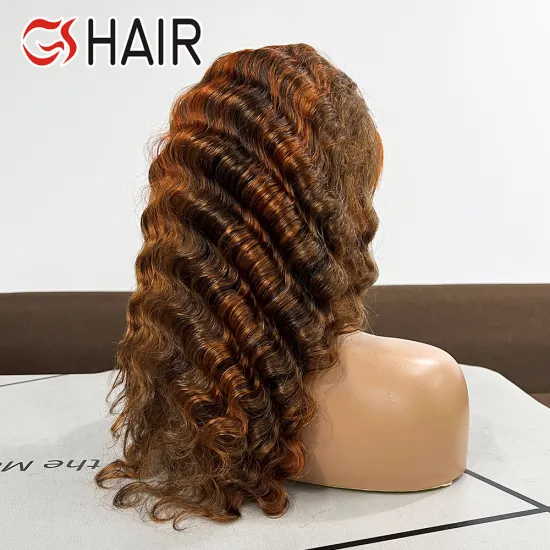 GS Wholesale Unprocessed Virgin Human Hair 13x4 Lace Front Wig - 4/350 Color Body Straight Curly Deep Wave
