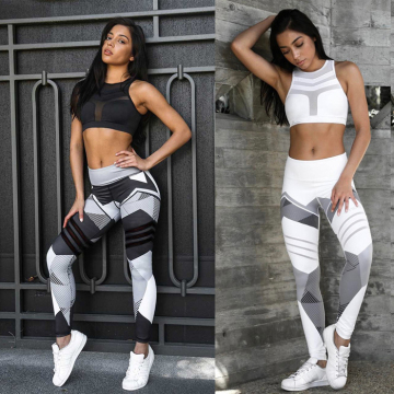 YOUME Plus Size High Waist Black/White Quick-Drying Fitness Leggings