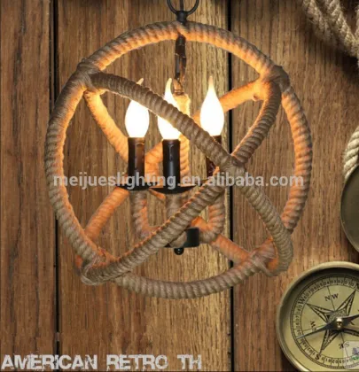 Zhongshan 3 head art hemp hemp rope rope house asian style bangkok hemp rope chandelier lighting