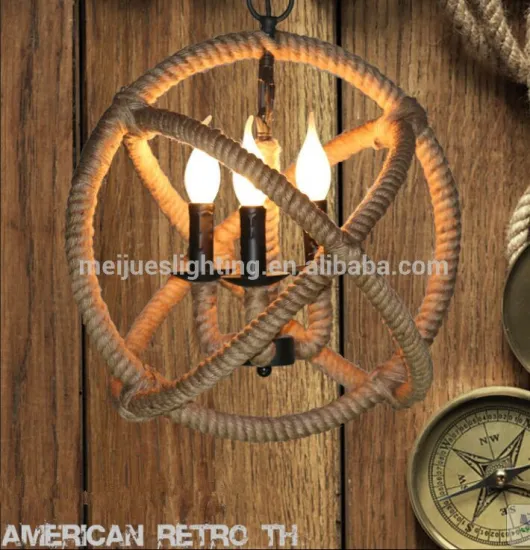 Zhongshan 3 head art hemp hemp rope rope house asian style bangkok hemp rope chandelier lighting
