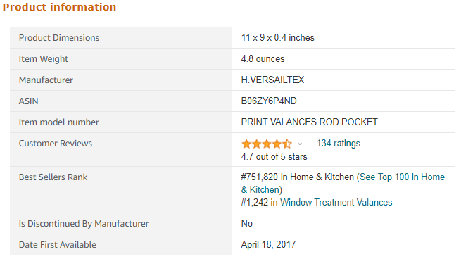 Product Details Curtains