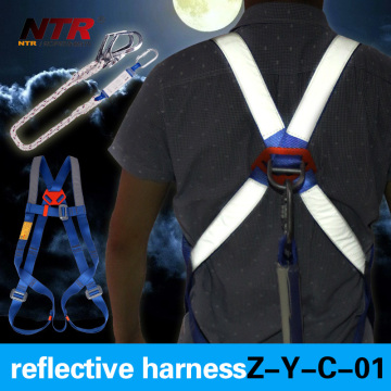 NTR reflective full body harness for fall protection with lanyard