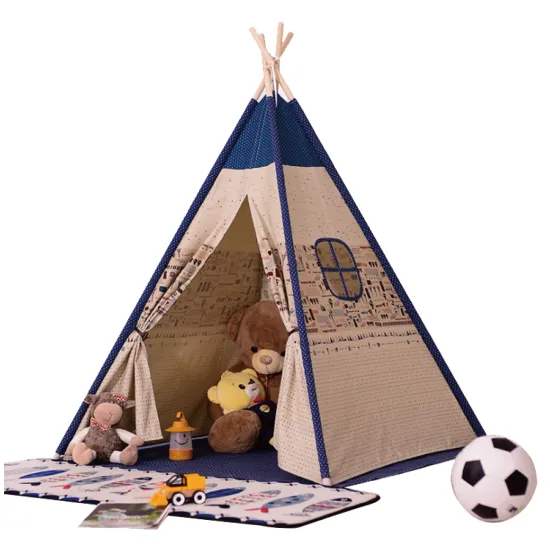 White and Blue Kids Teepee Tent: An Ideal Toy for Outdoor and Indoor Camping Adventures
