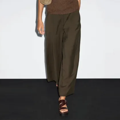 Women's ankle pleated wide leg pants