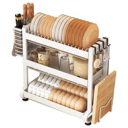 Dish Rack Table Top Bowl Drain Rack Double Countertop Bowl Chopsticks Windowsill Storage Basket