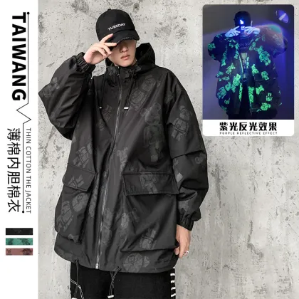 Machine bear luminous cotton jacket 2021 new men's jacket