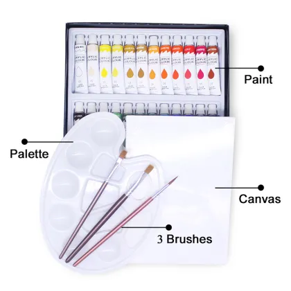 Artist Quality Acrylic Paint Set - 24 Colors Rich Pigments for Art Supplies
