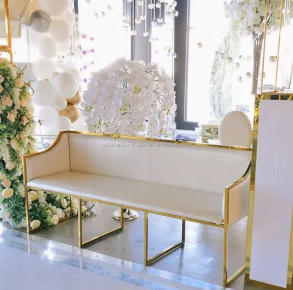 Luxury Gold Stainless Steel Wedding Lounge Sofa