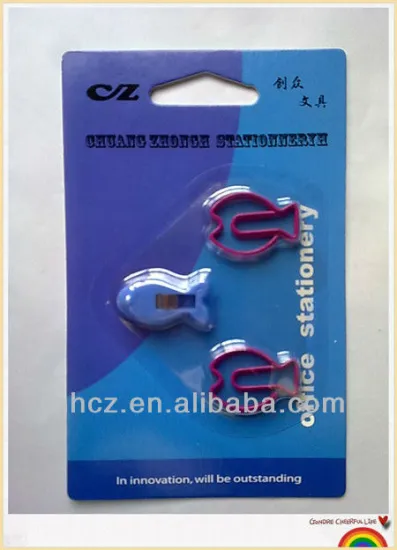Fish Shaped Paper Clips Packed in a Blister Card