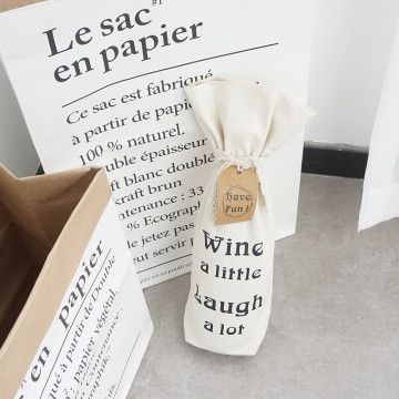 Canvas Drawstring Christmas Insulated Wine Bottle Bag