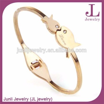 Stainless Steel Kissing Fishes Bangle For Lovers Movie Star's Favorite Bracelet