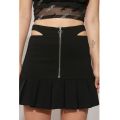 Womens Fashion Pleated Metal Zipper Short Skirts