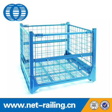 Industrial collapsible welded metal wire mesh pallet cage