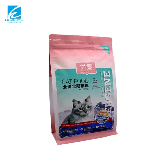 Custom Bottom Gusset Plastic Composite Pet Food Packaging Bag With Zipper
