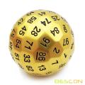 Bescon Solid Metal 100 Sided Dice, Game Dice D100, Giant Polyhedral Metal 100 Sides Dice 50MM in Diameter (1.97in), Matt Golden