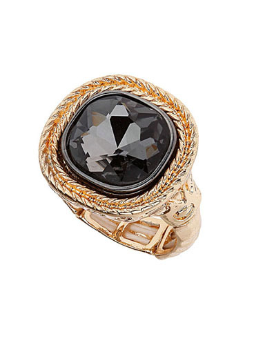 Affascinante anello oro lega making e argento placcato anello con strass