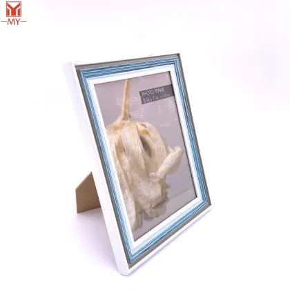 PS Plastic Photo Frame Slotted Sky-blue Little Scale Design Photo Frame