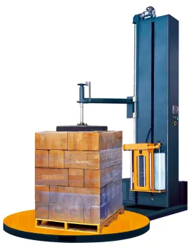 Top press stretch film pallet wrapping machine