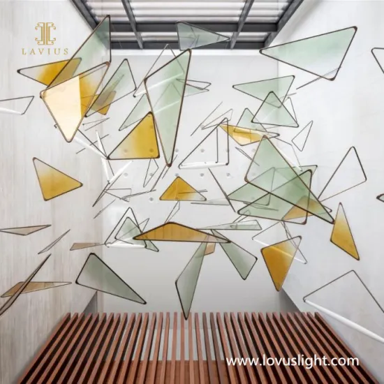 Color triangle diamond shape chandelier New creative chandelier for villa living room Custom chandelier for shopping mall hall