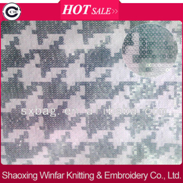 Houndstooth sequin embroidery fabric for lady dress garment