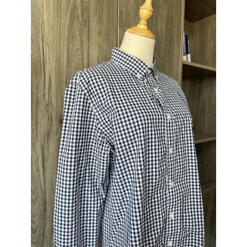 Custom plaid women work shirts with long sleeve