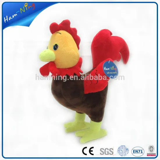25cm cheap custom oem plush toy chicken rooster with red tail