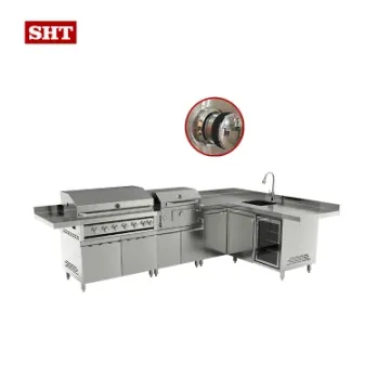 New Modern 304 Stainless Steel Built in Charcoal Oven BBQ Grill Cabinet with Sink