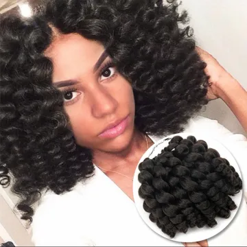 Jamaican Bounce Synthetic Crochet Hair Extension  8 inch Ombre Jumpy Wand Curl Crochet Braids 22 Roots for Black Women