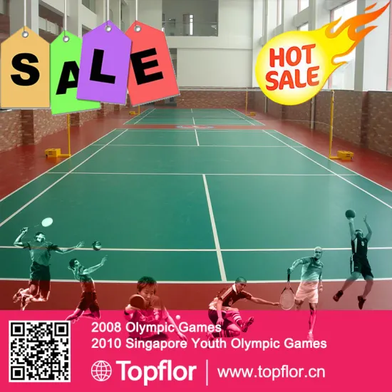 Indoor pvc badminton court mat for synthetic badminton court floor
