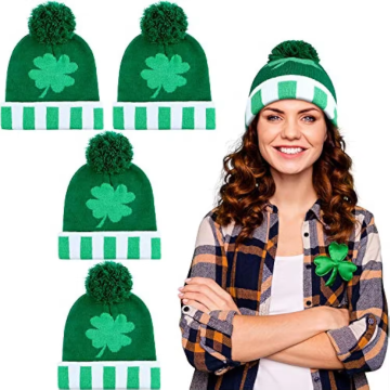 HLC ACC Custom St Patrick's Day Lucky Irish Shamrock Beanie Winter Hat Manufacturer