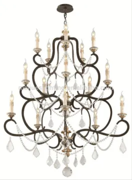Big luxury hanging lamp square crystal chandelier bobeche