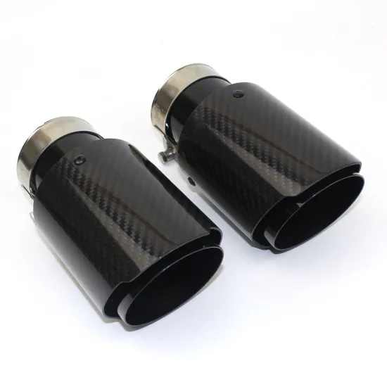 Universal Carbon Fiber Straight Edge Bright Surface Oblique Mouth Exhaust Pipe Tail Tip with Black Stainless Steel