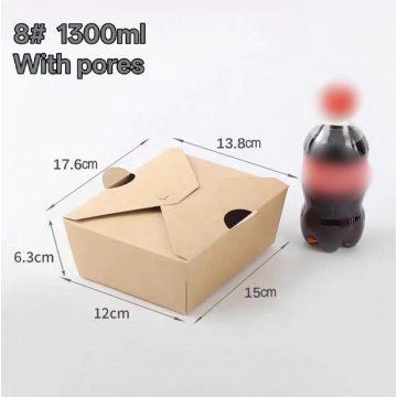 1300ml Vented Folding Kraft Paper Food Container