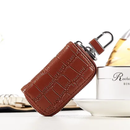 2022 Men's Small Pocket Keychain Wallets - Genuine Leather Crocodile Key Holder Cases