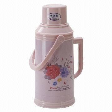 Plastic vacuum flask with a cup, suitable for home or cafe use